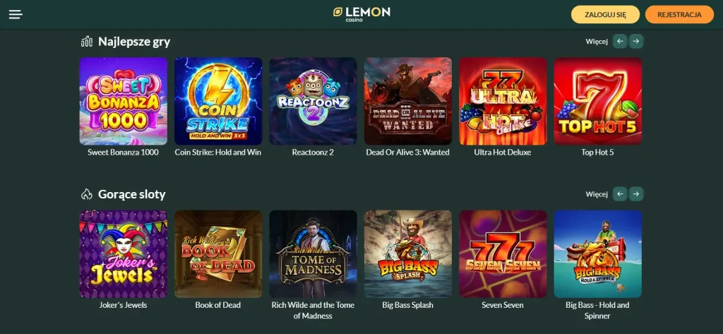 Aktualne lobby gier Lemon Casino
